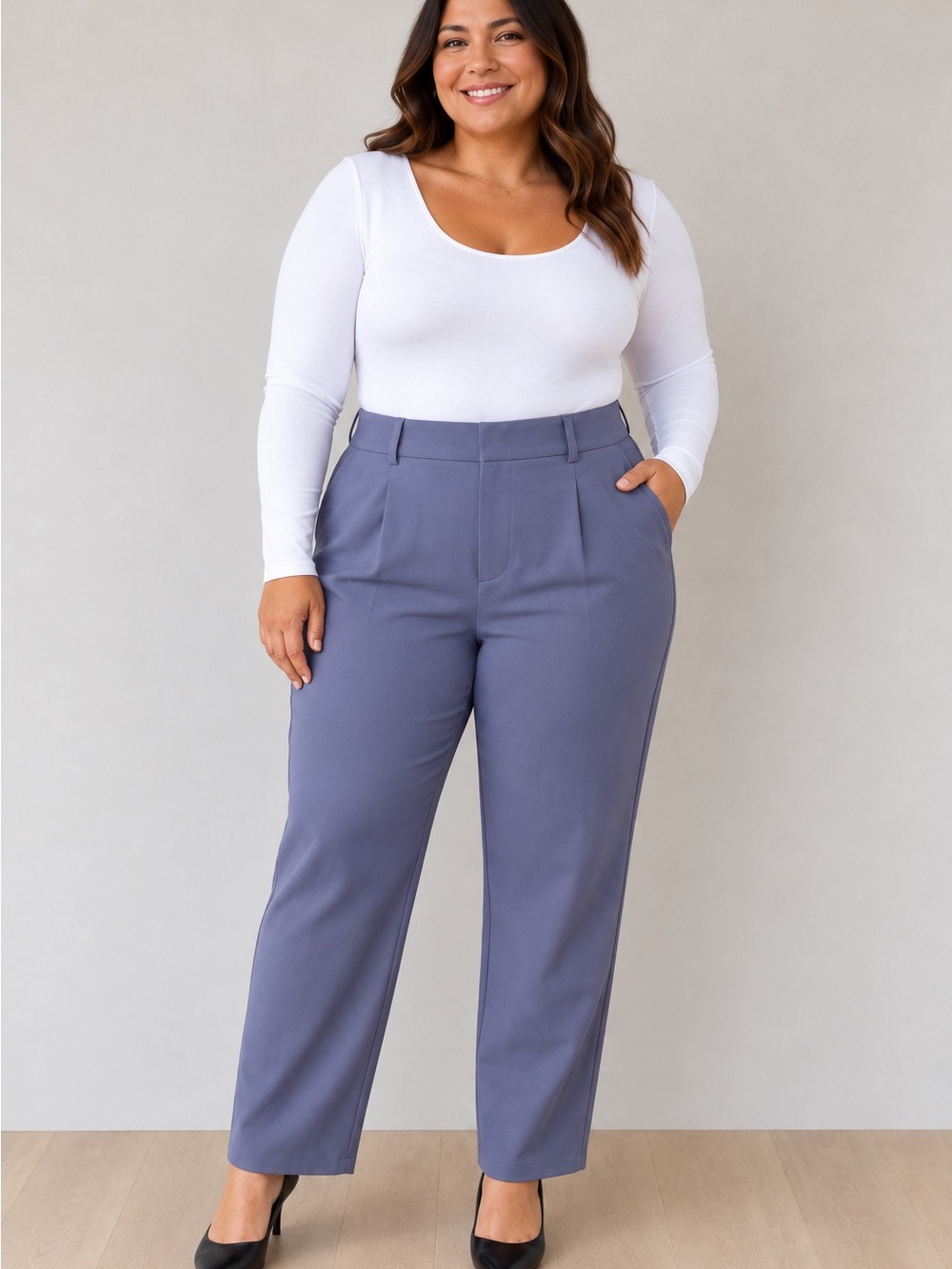 Halara Flex High Waisted Work Tapered Pants Dusty Blue, Size XL Petite